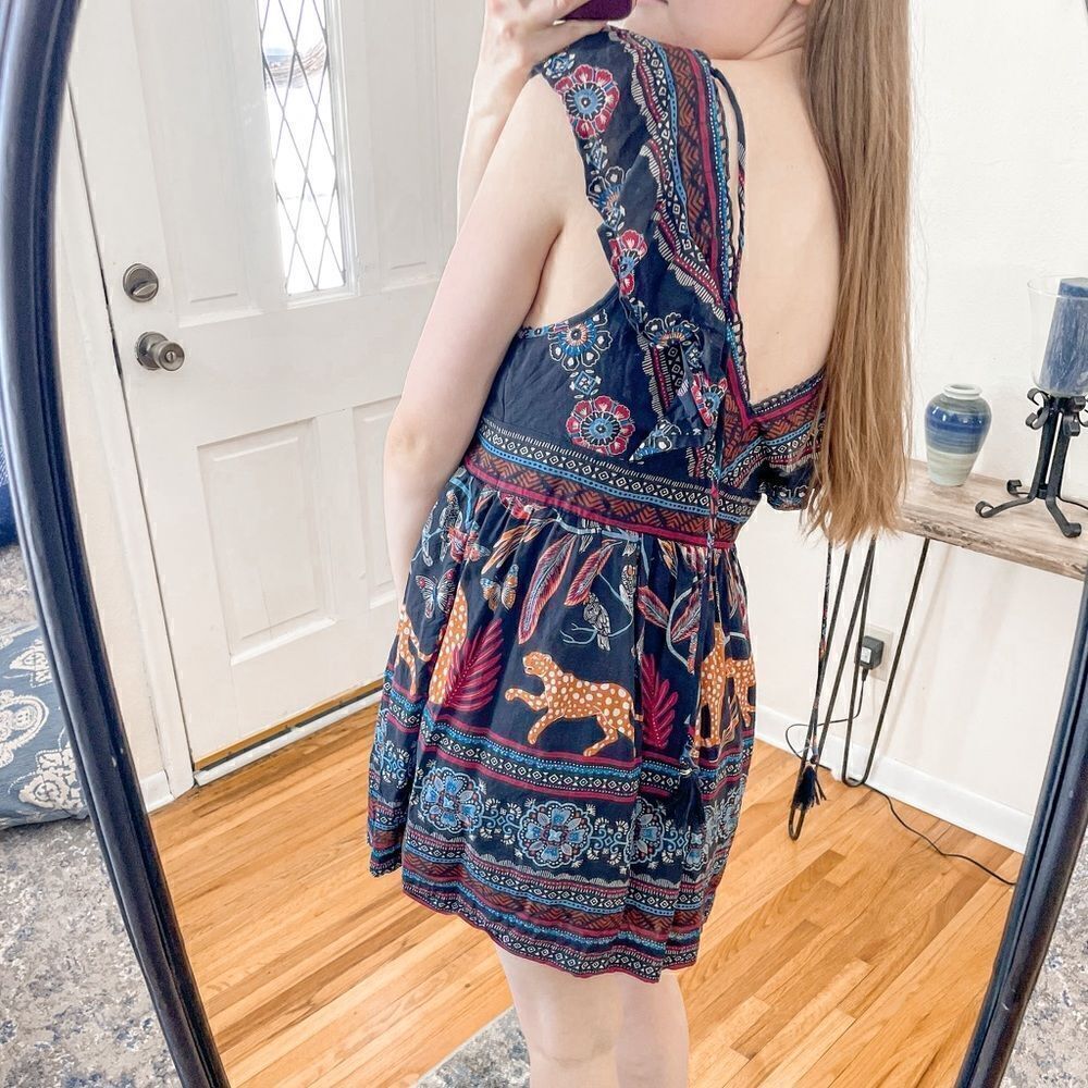 Anthropologie Deep V Tunic Mini Dress Cheetah MP - Picture 3 of 9